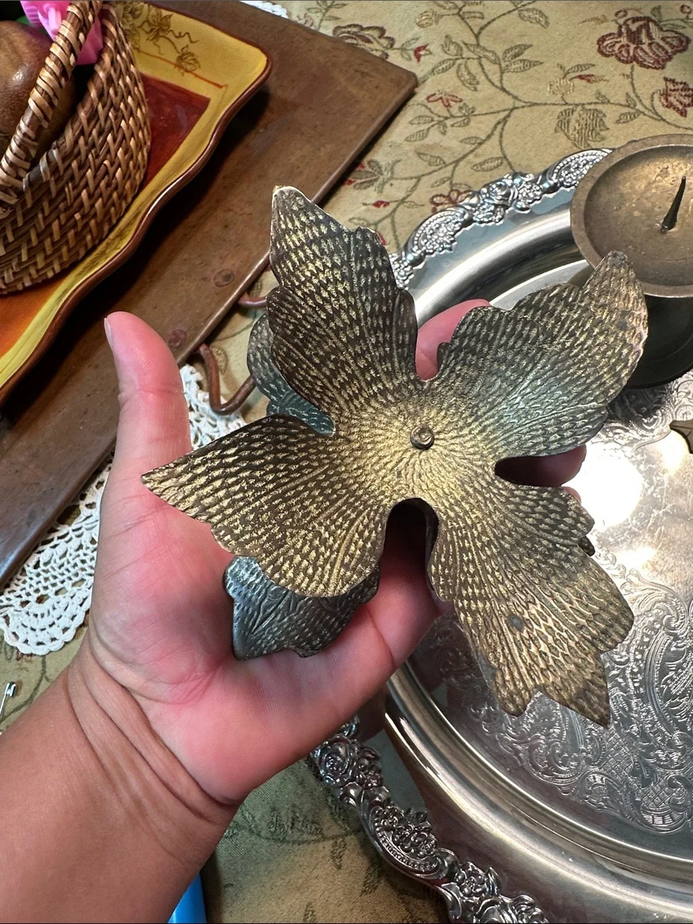Antique-Style Brass Candle Holders Set in Aged Brass Finish
